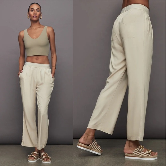 VARLEY | Athleisure Soft Riggs Loose Fit Pants 27" in Oyster Grey | Size Small - Picture 4 of 13